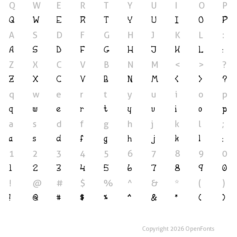 Character Map of Apple Butter Regular