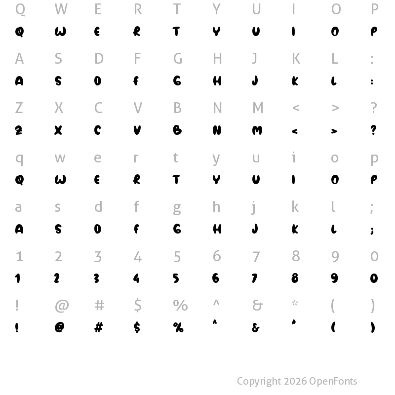 Character Map of Apple Crush Regular