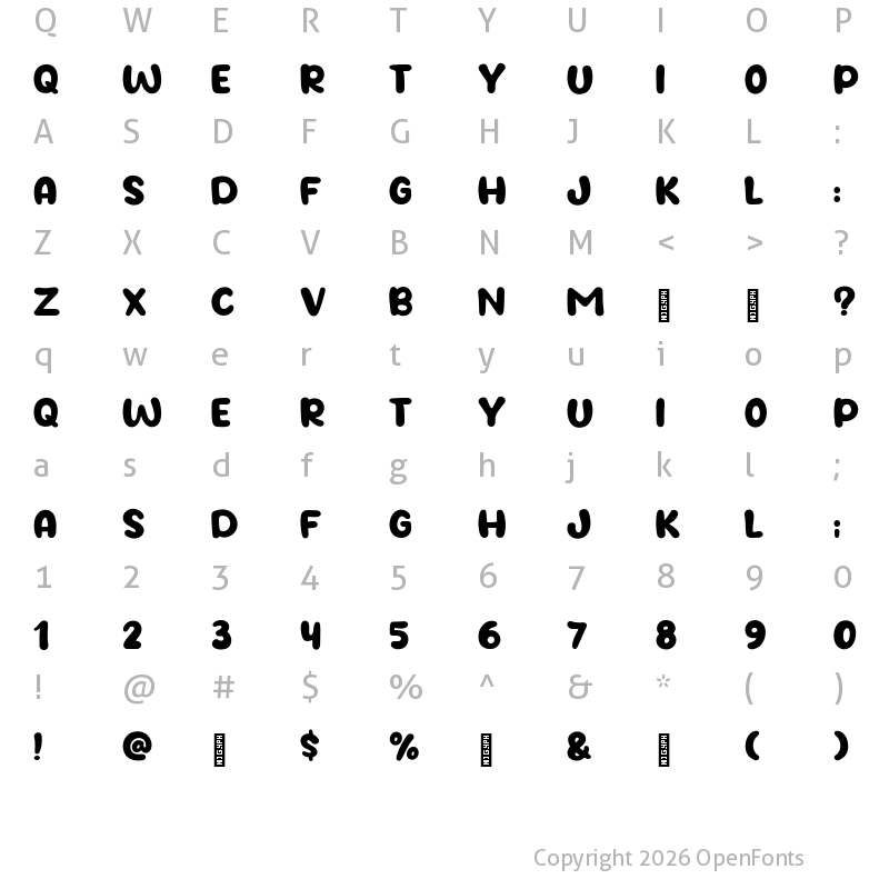 Character Map of Apple Days Regular