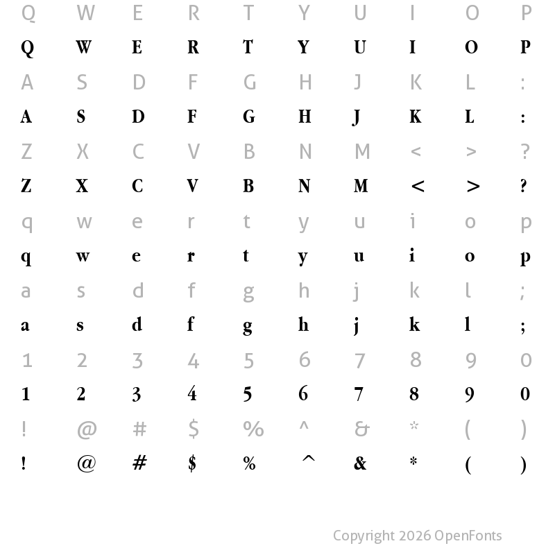 Character Map of Apple Garamond Bold