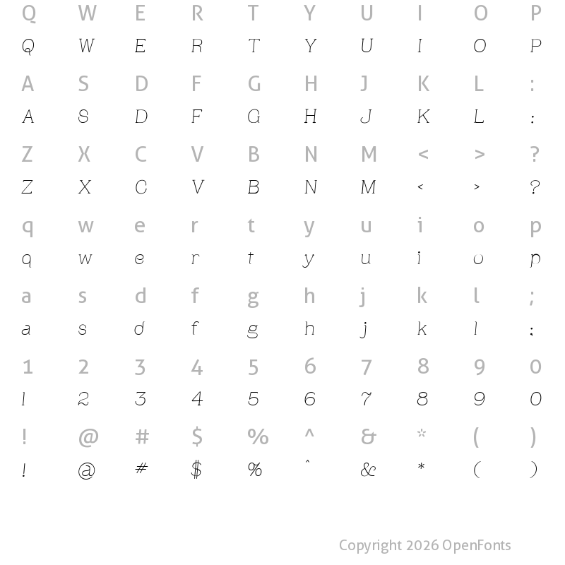 Character Map of Apple Tree Italic