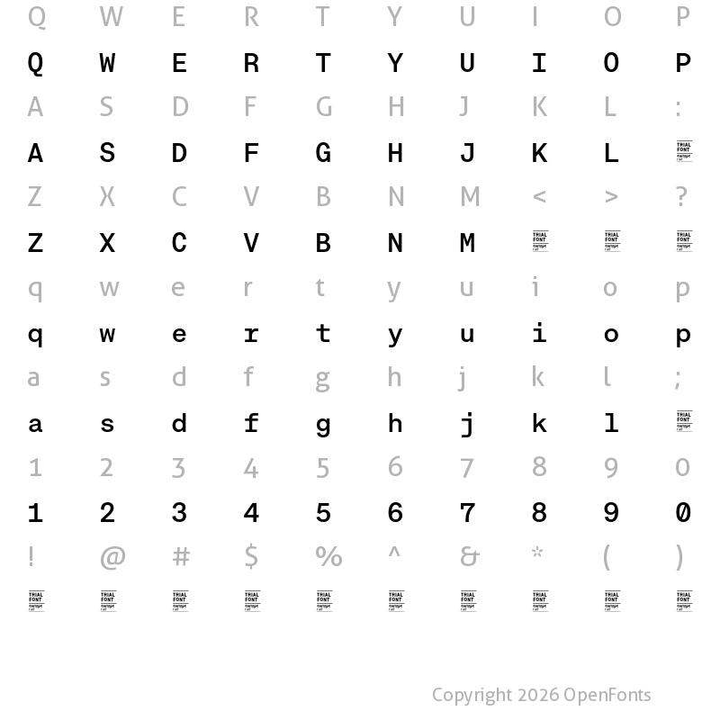 Character Map of Approach Mono TRIAL Medium