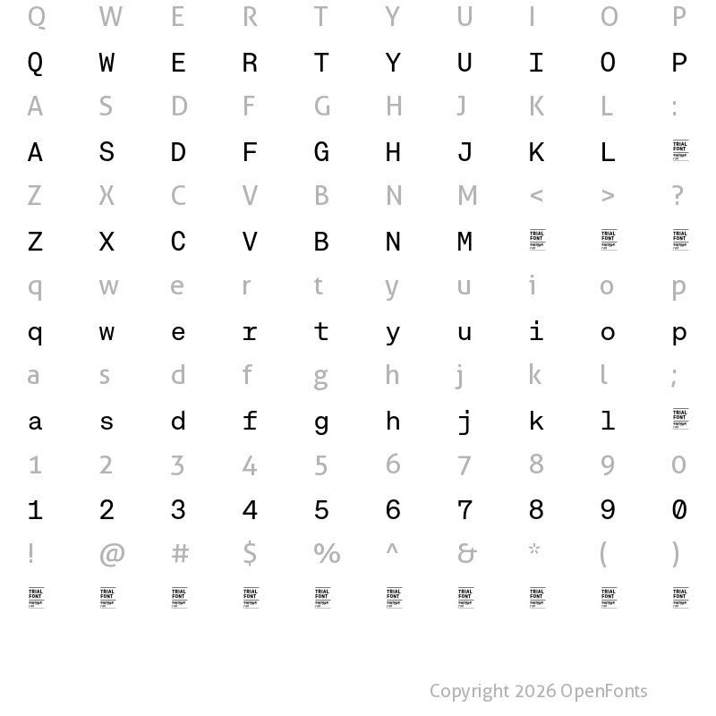 Character Map of Approach Mono TRIAL Regular