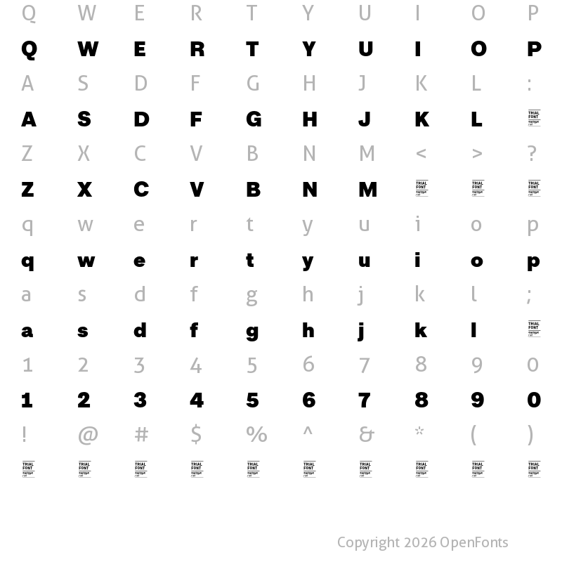 Character Map of Approach TRIAL ExtraBlack