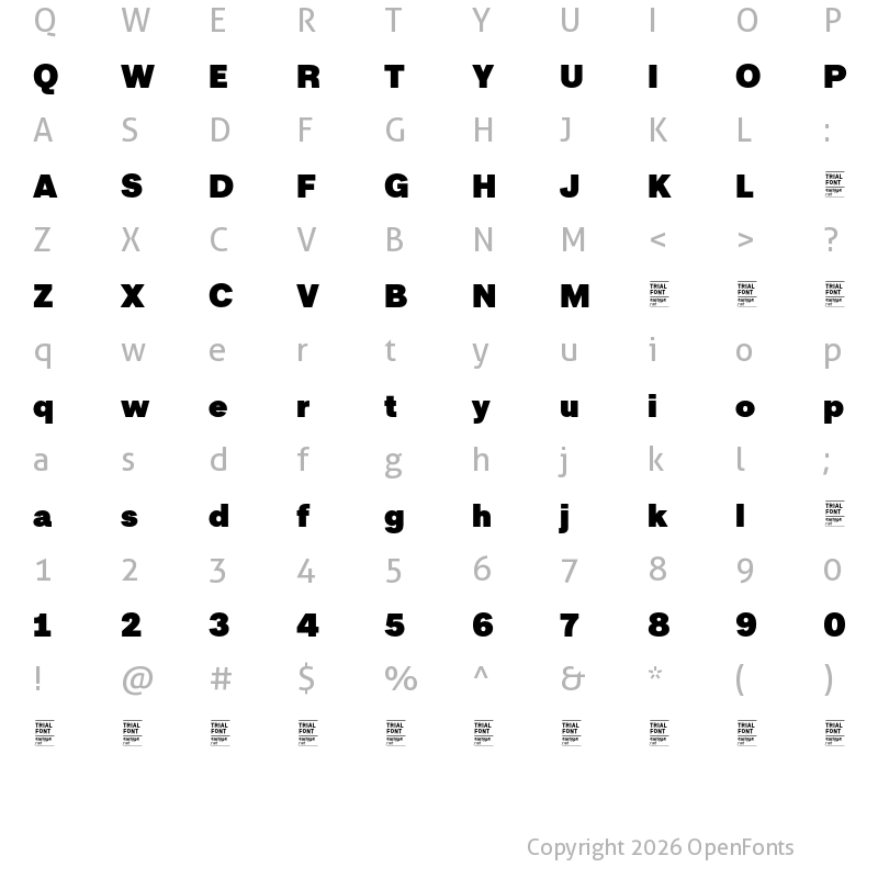 Character Map of Approach TRIAL UltraBlack