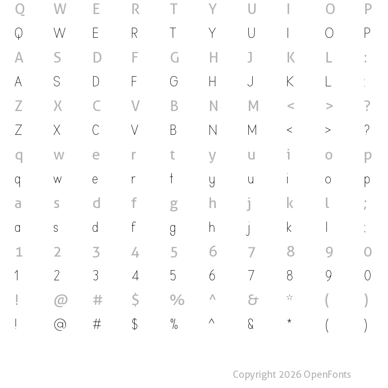 Character Map of Aprikas Light Demo Regular