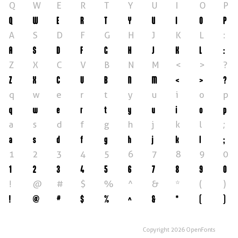 Character Map of Aptly Black