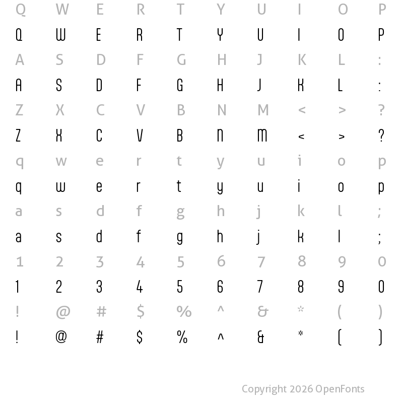 Character Map of Aptly Light