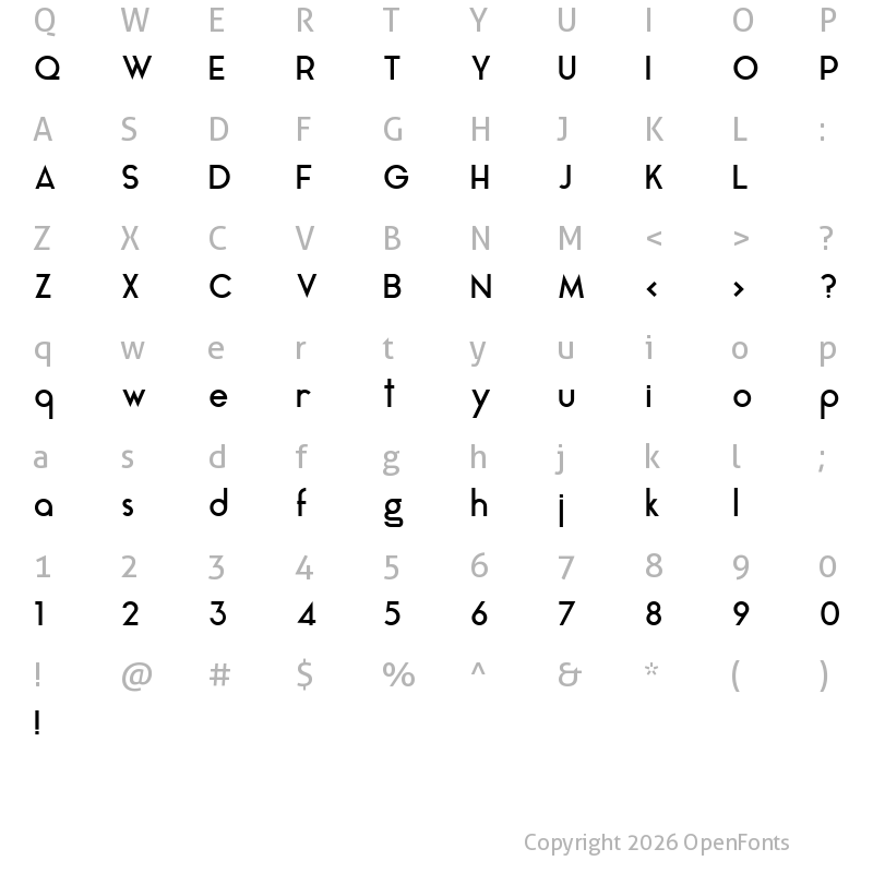 Character Map of Aqua Grotesque Regular