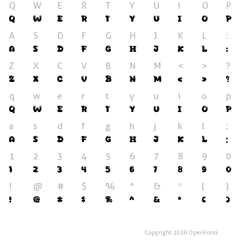 Character Map of Aqua Wow Regular