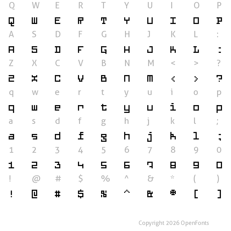 Character Map of Aquarius Regular Mono