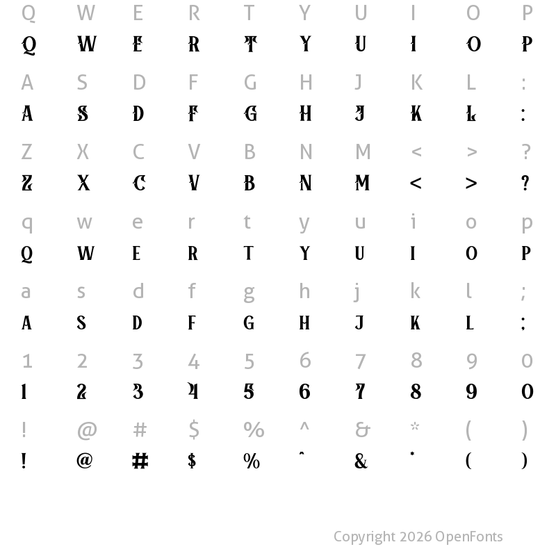 Character Map of Aquero Regular