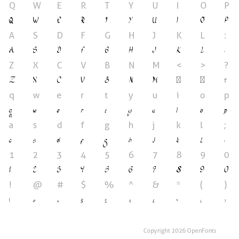 Character Map of Arabic Rose Bold