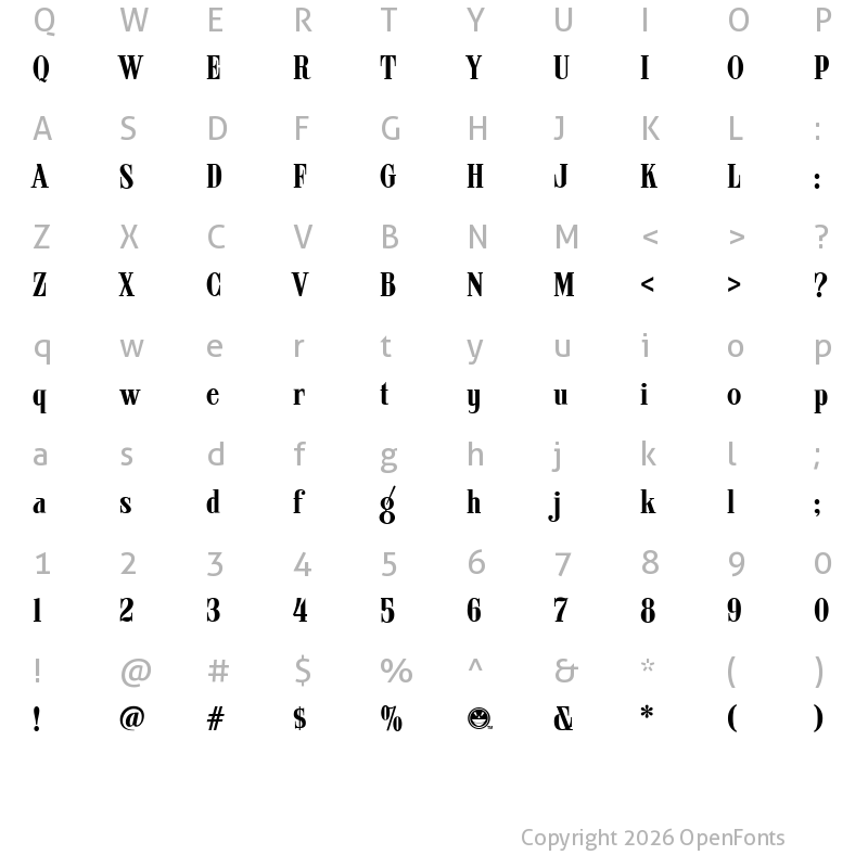 Character Map of ARB 08 Extreme Roman AUG-32 CAS Regular