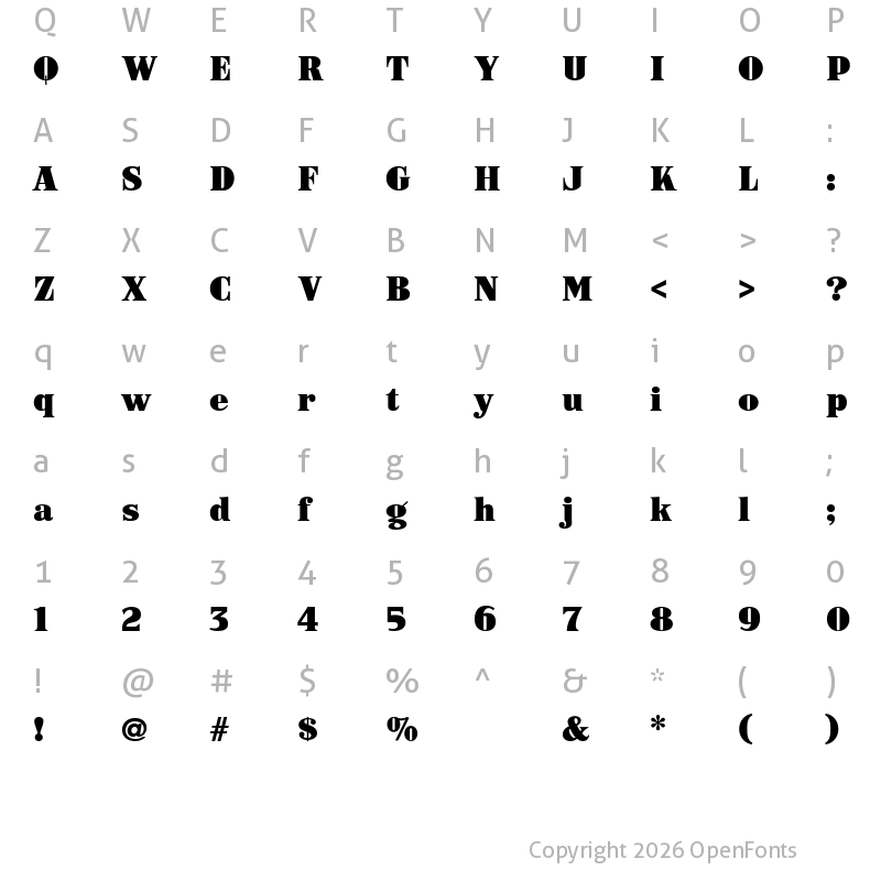 Character Map of ARB-187 Moderne Caps AUG-47 CAS Regular