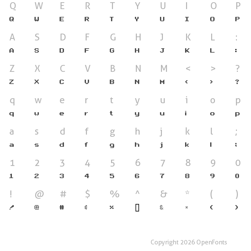 Character Map of Arcade Regular