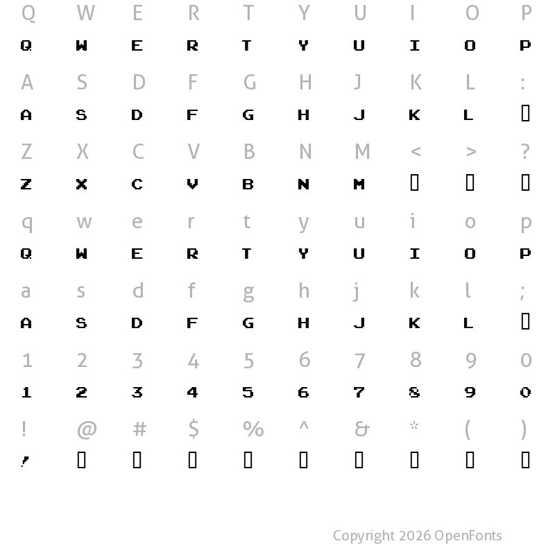 Character Map of ArcadeClassic Regular