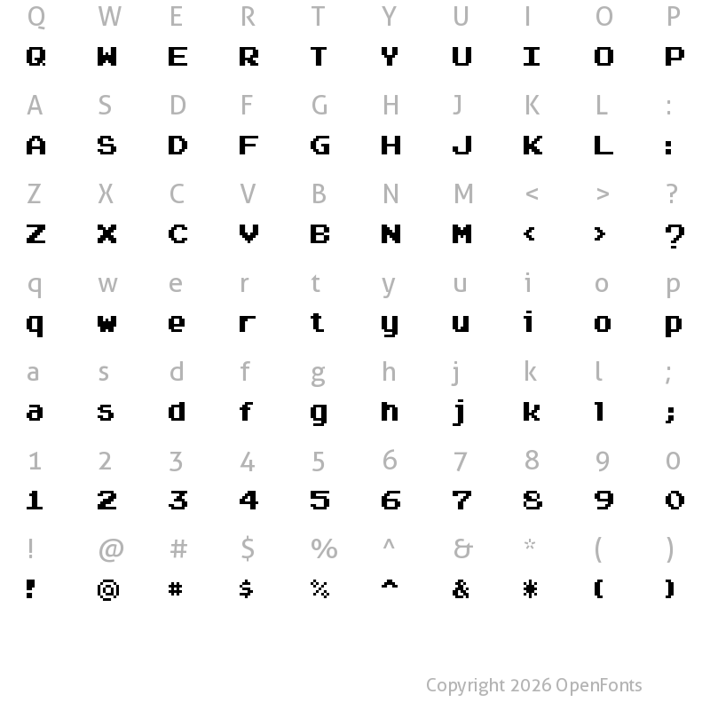 Character Map of Arcadepix Regular