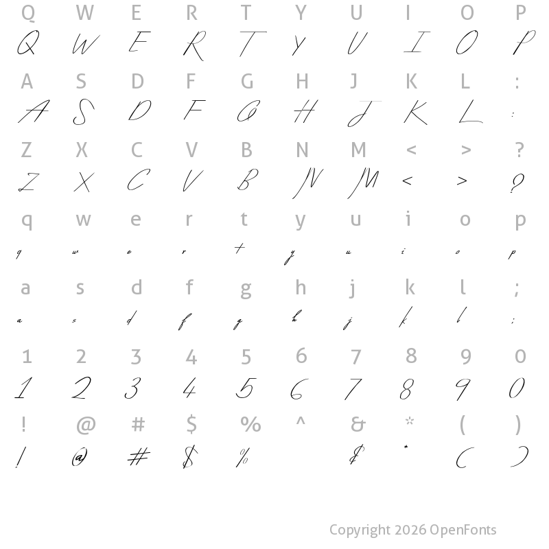 Character Map of Arcadia Nova Regular