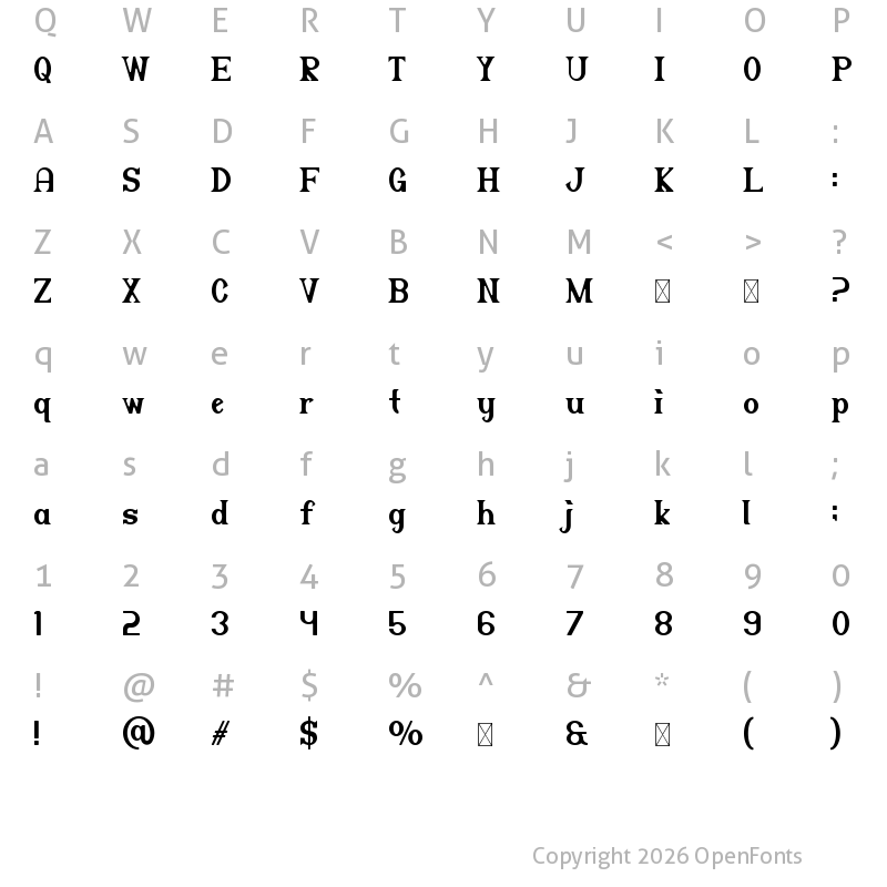 Character Map of Archaic Display