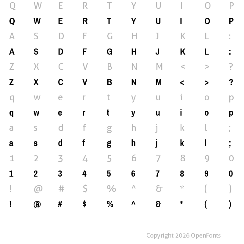 Character Map of Archivo Narrow Bold