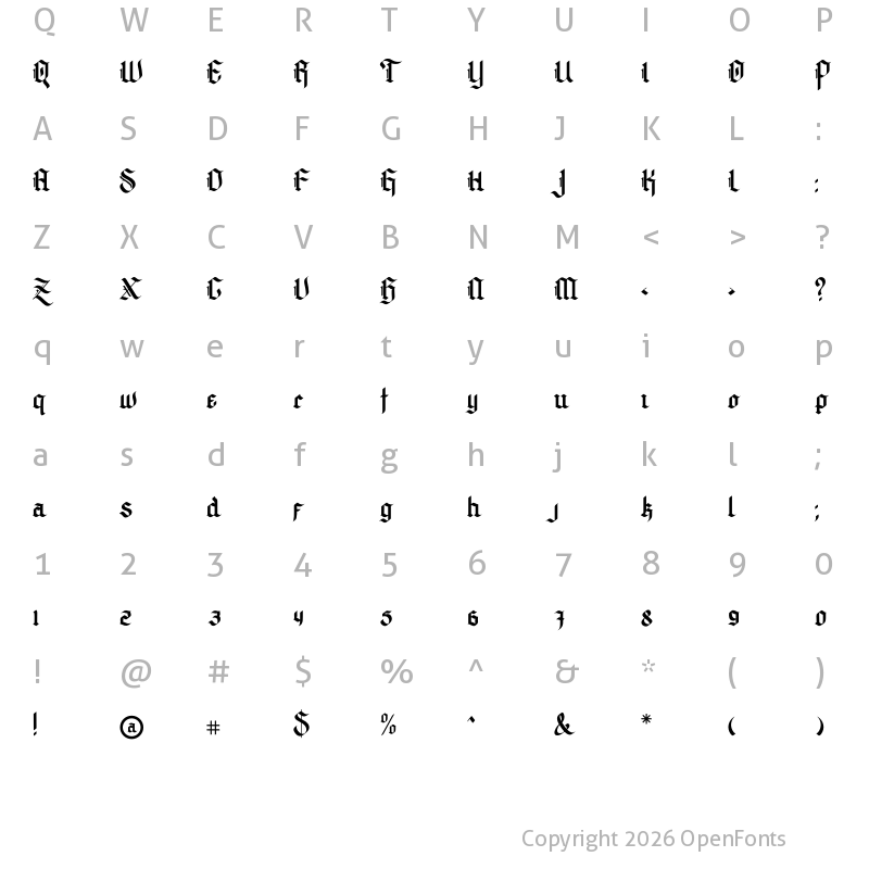 Character Map of Archking Free Trial Regular