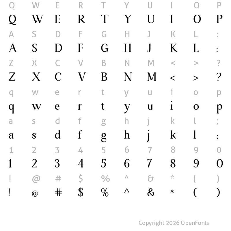 Character Map of Ardiga Regular