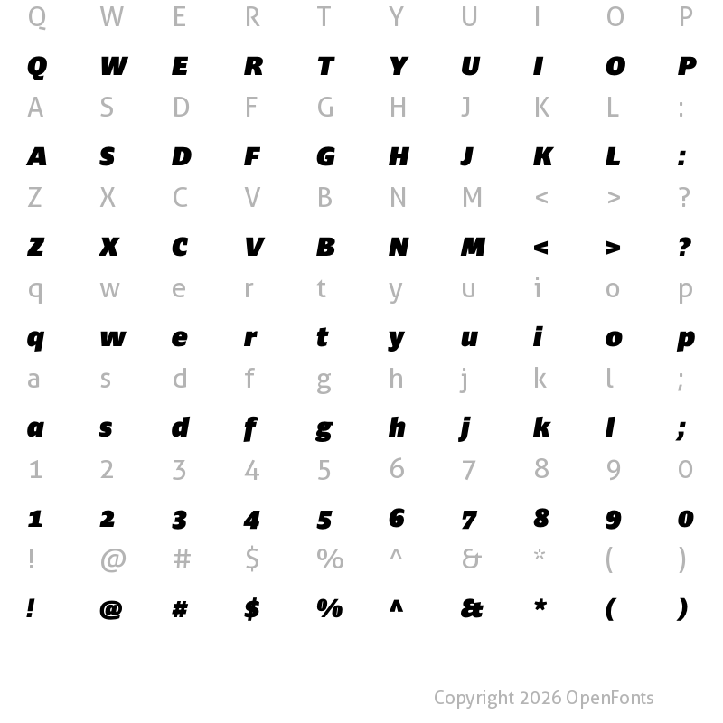 Character Map of Ardoise Std Black Italic