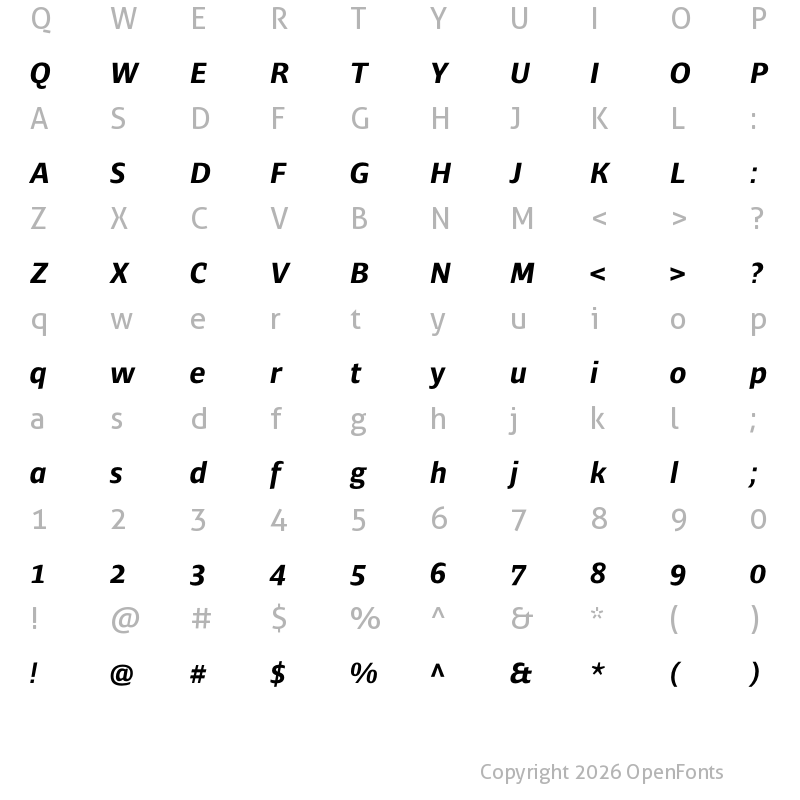 Character Map of Ardoise Std Bold Italic