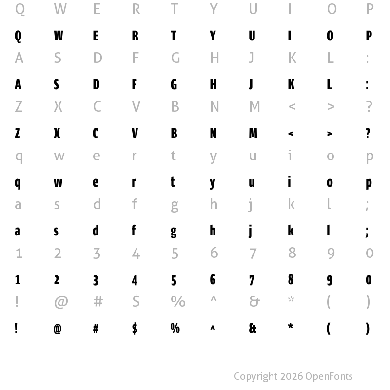 Character Map of Ardoise Std Compact Heavy