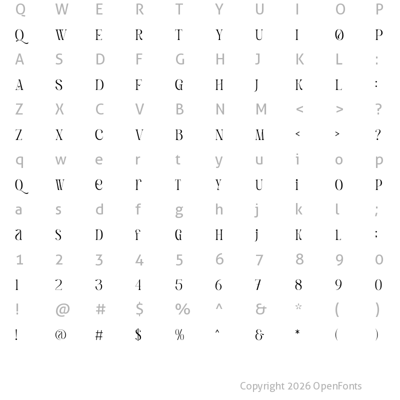 Character Map of Argaka Fashion Regular
