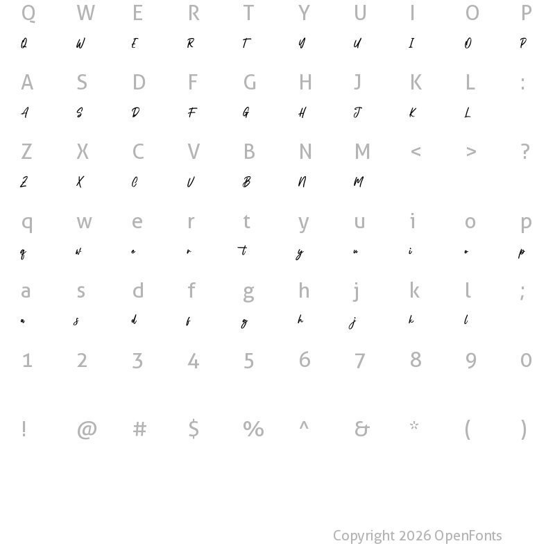 Character Map of Argenthus Free Regular
