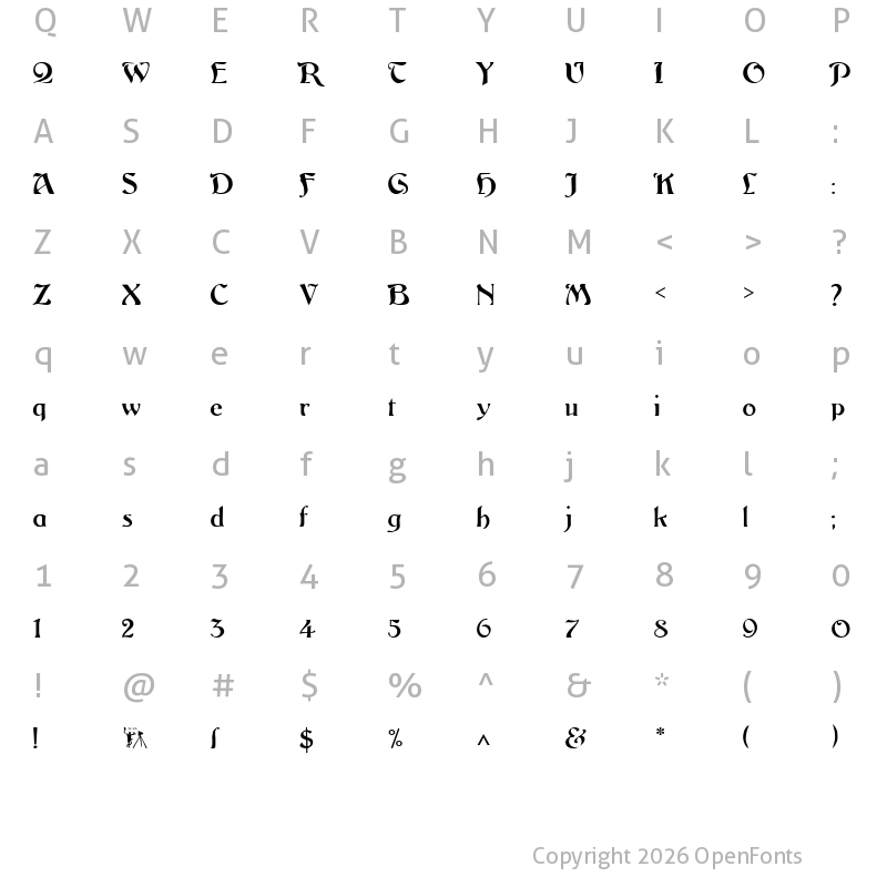 Character Map of Argos George Regular