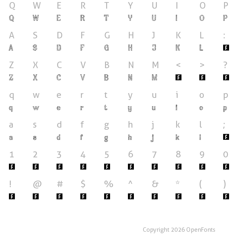 Character Map of ariapenciroman Regular