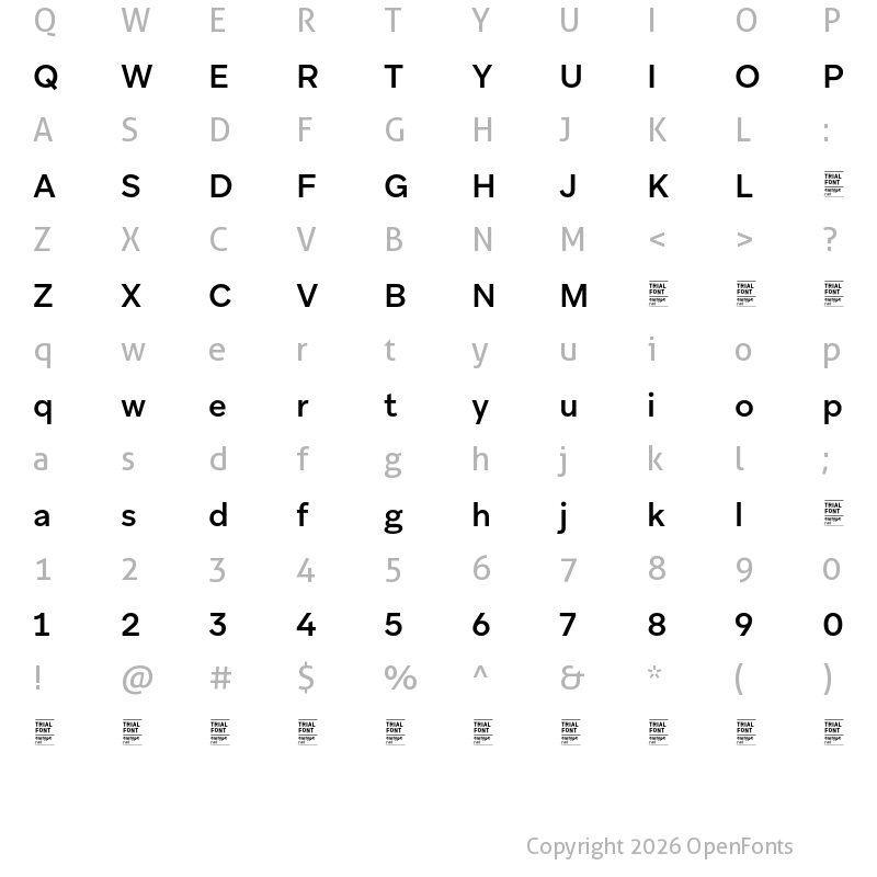 Character Map of Aribau Grotesk TRIAL Medium
