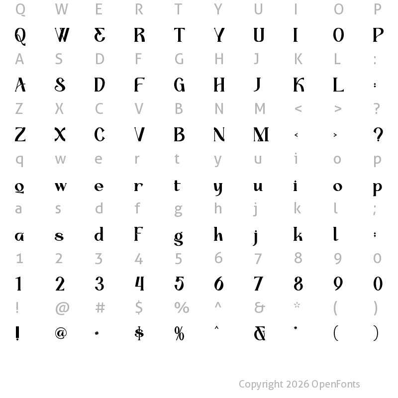 Character Map of Aringgo - Personal use Regular