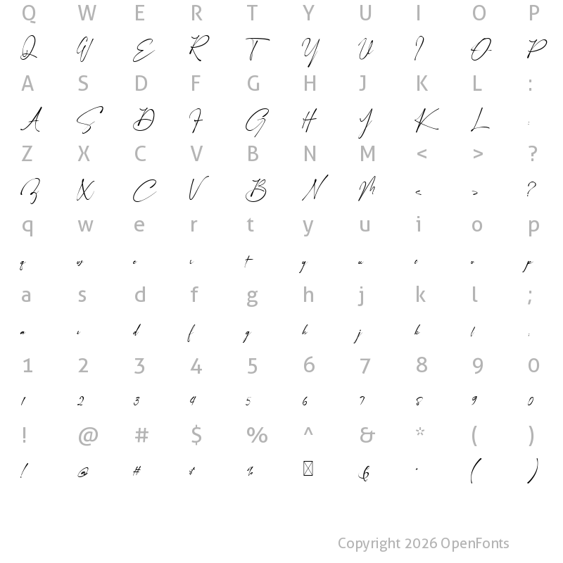Character Map of Arinttika Signature Demo Regular