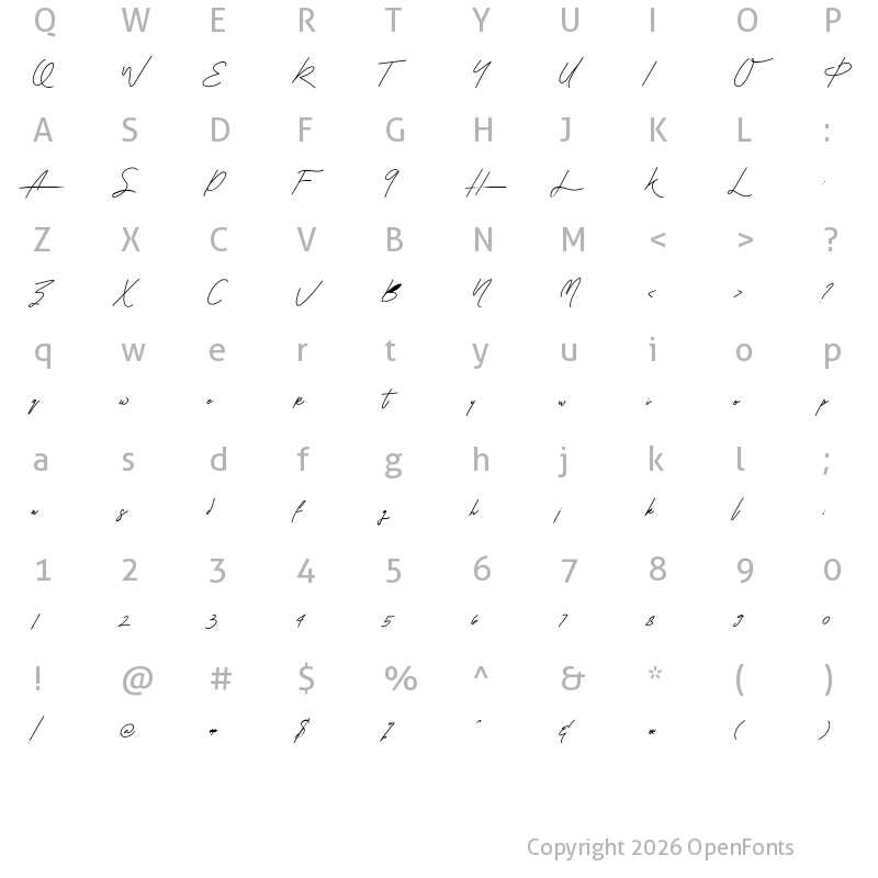 Character Map of Arion Typeface Regular