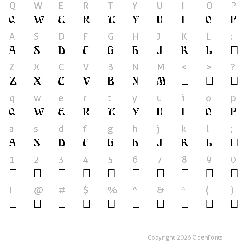 Character Map of Ariosto Regular
