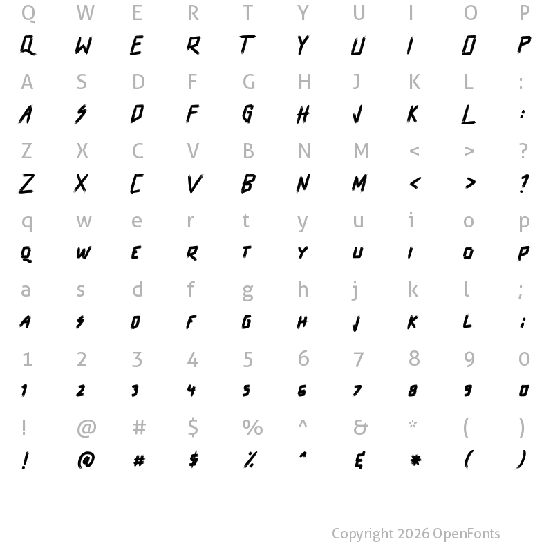 Character Map of Arissa Typeface Regular