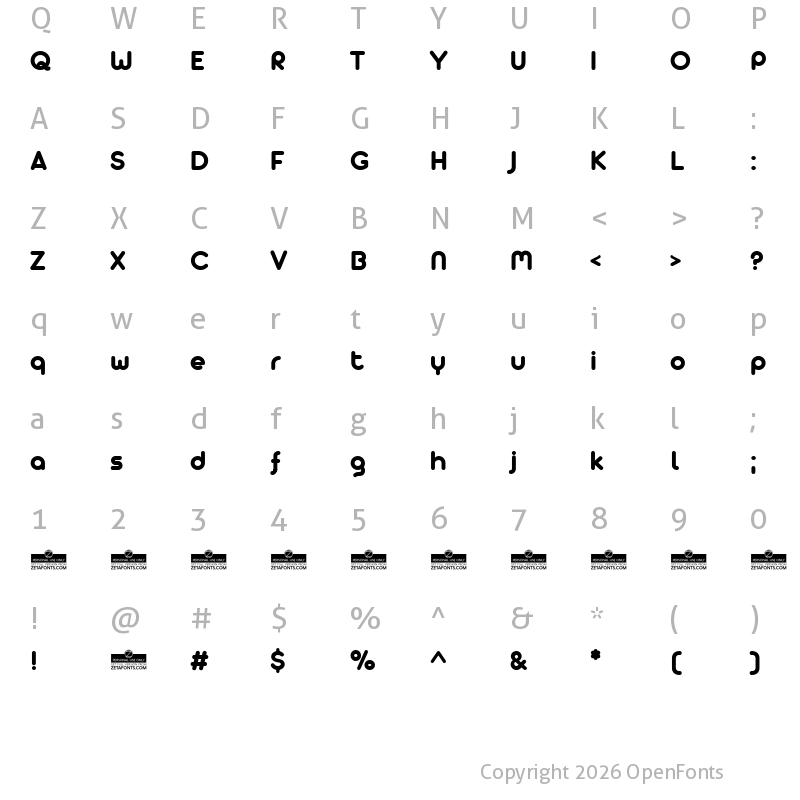 Character Map of Arista Pro Alternate Bold