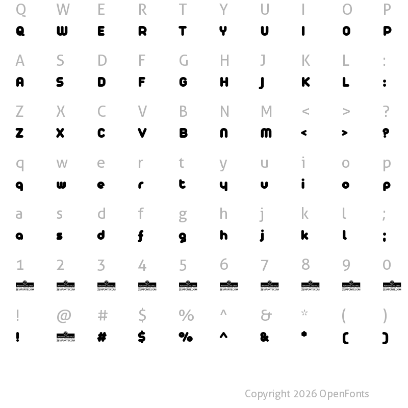 Character Map of Arista Pro Trial Fat