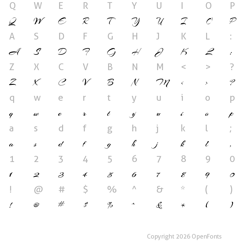 Character Map of Arizonia Regular