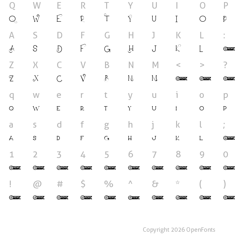 Character Map of Arkadelphia Demo Regular