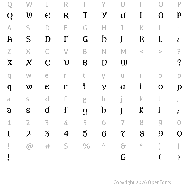 Character Map of ARKHAM Bold