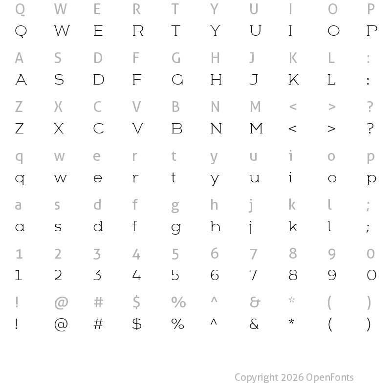 Character Map of Arkibal Serif Light