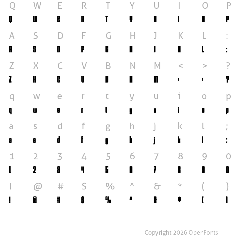 Character Map of Armada BlackCompressed
