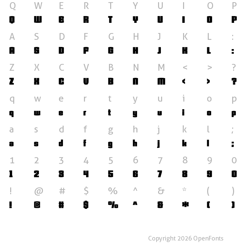 Character Map of Armada BlackCondensed