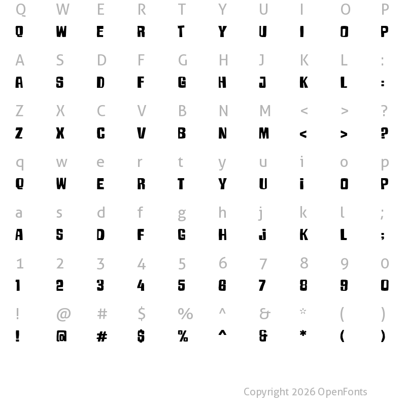 Character Map of Armageda Wide Regular