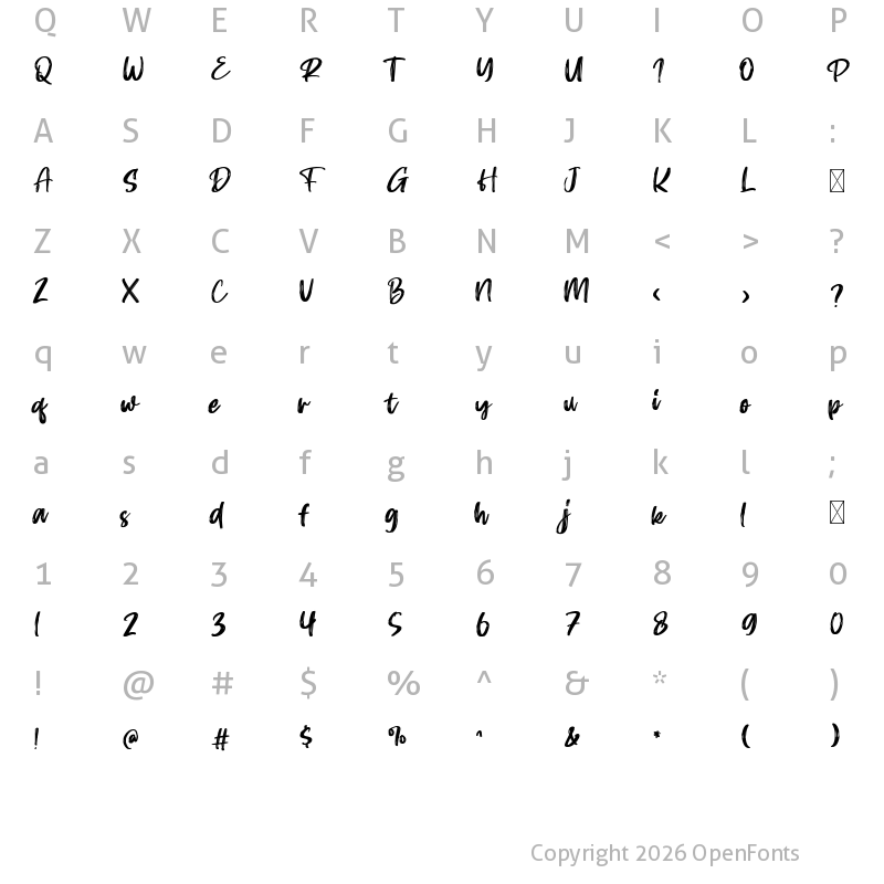 Character Map of Armeda Regular